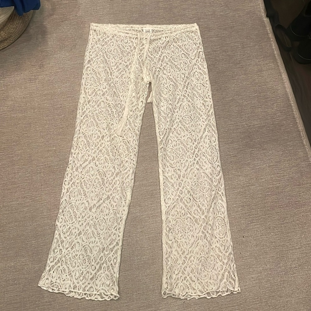 Lace bathing suit pants cover up
